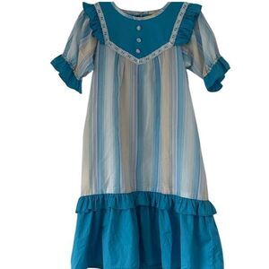 Vintage Handmade OOAK Hawaiian MuuMuu Dress Kitsch Grandma Cottagecore Blue S